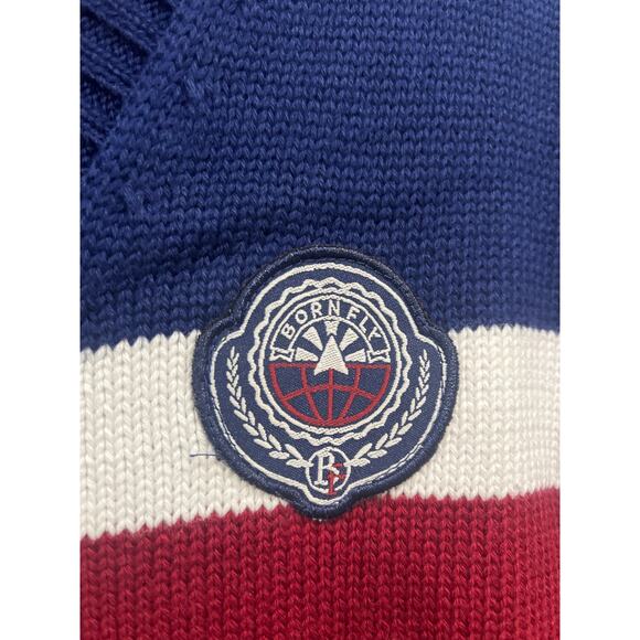 Born Fly Cardigan Long Sleeve Knit Sweater Mens Small Blue Maroon Striped - Picture 3 of 7